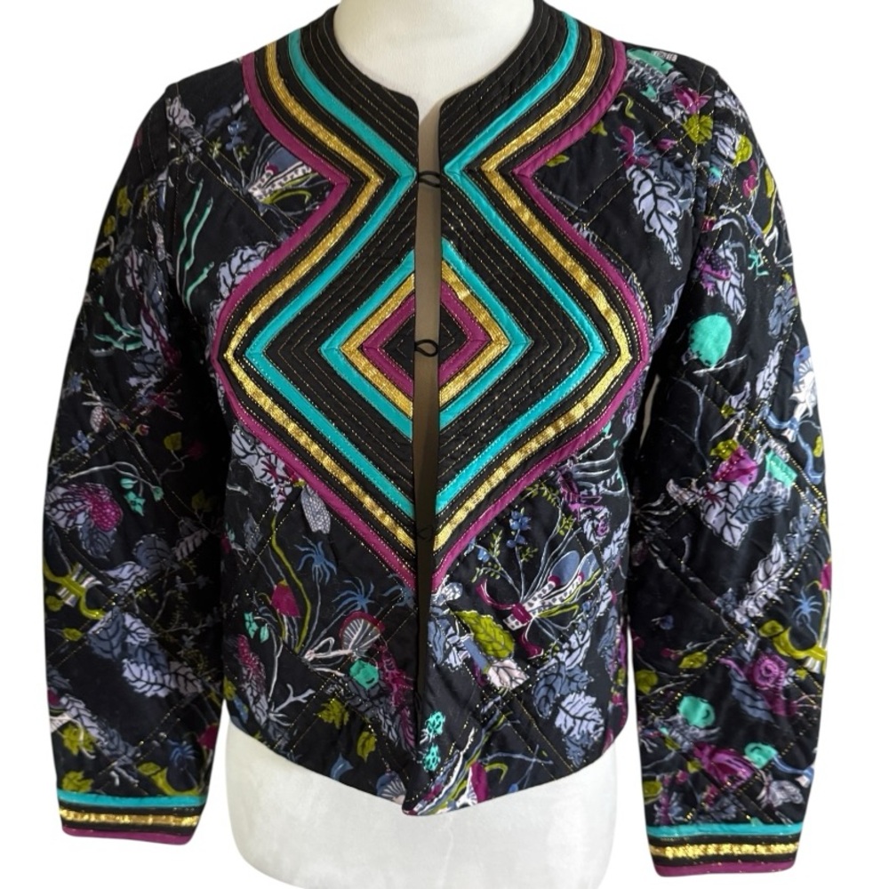 Thai-Lines Show Stopping Embroidered Black Jacket with Multicolor Accents